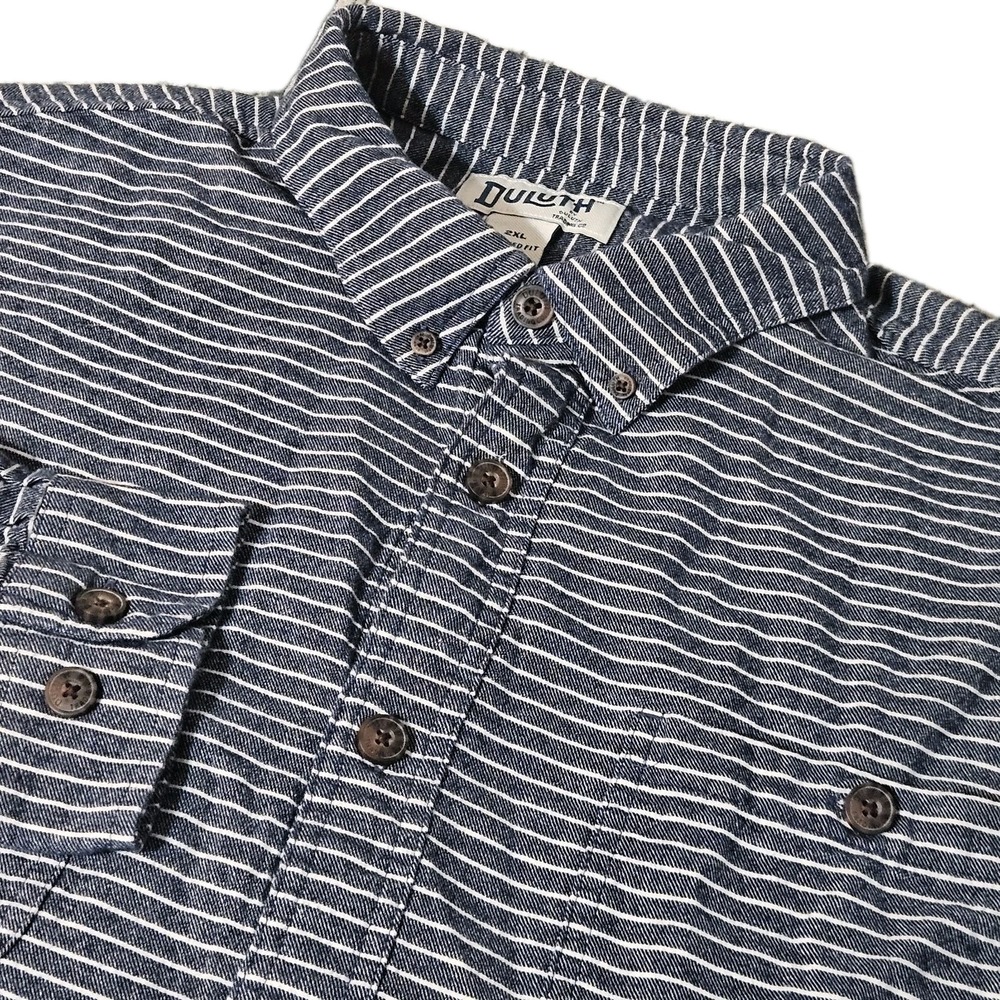 Duluth Trading Co. Shirt Mens Relaxed Gray Flannel‎ Button Up 2XL XXL POCKETS